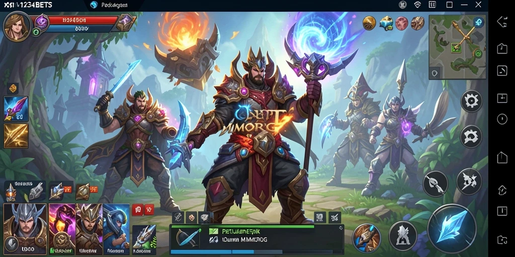 Tangkapan layar menunjukkan aksi seru dalam permainan MMORPG 1234BETS.