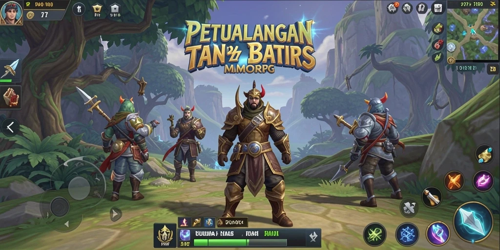 Screenshot gameplay 77RP yang menunjukkan pertarungan epik di dunia MMORPG.