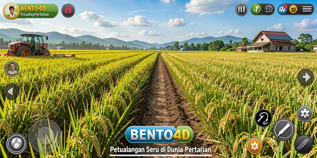 Tangkapan layar gameplay BENTO4D menampilkan aktivitas bertani yang menyenangkan.
