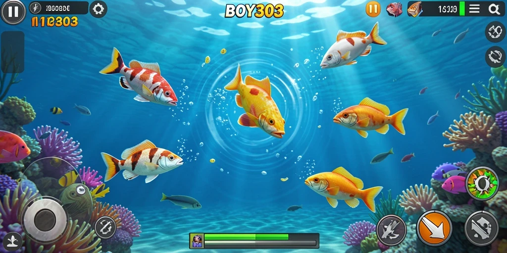 Tampilan aksi seru dalam game Tembak Ikan BOY303.