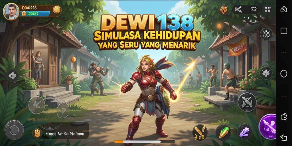 Tampilan gameplay DEWI138 yang menampilkan dunia virtual yang warna-warni.