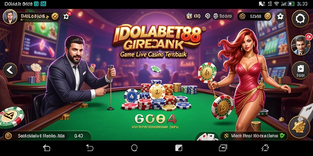 Screenshot utama IDOLABET88 menampilkan dealer dan permainan Live Casino yang seru.