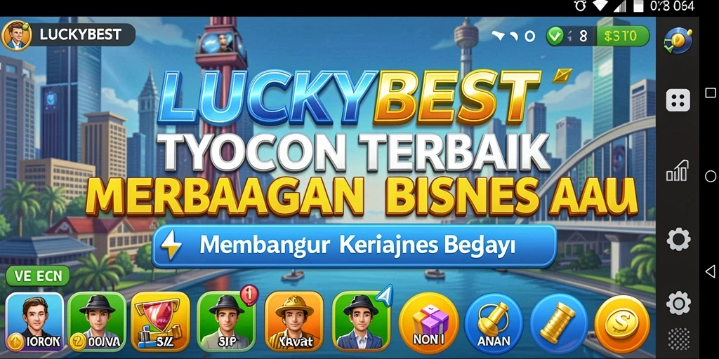 Tampilan gameplay menarik LUCKYBEST saat membangun kerajaan bisnis.