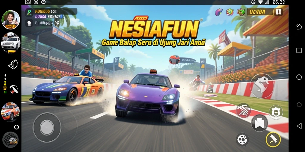 Tangkapan layar menarik dari gameplay balap di NESIAFUN.