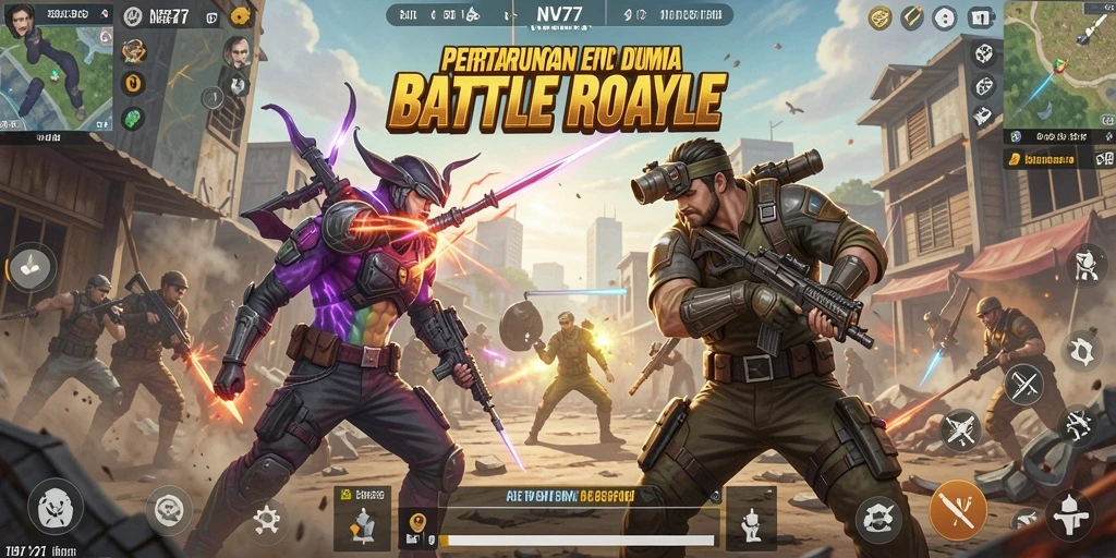 Tampilan screenshot gameplay NV77, menampilkan aksi pertempuran seru.