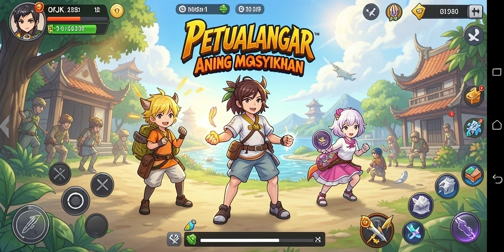 Screenshot dari gameplay OKJK menampilkan petualangan seru karakter anime.