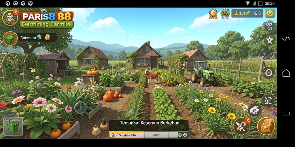 Tampilan gameplay menakjubkan dari PARIS88 saat berkebun.