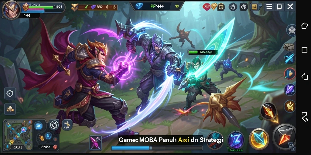 Gameplay MOBA seru dengan strategi tim yang mendebarkan.