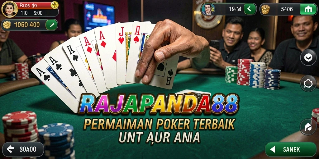 Screenshot RAJAPANDA88 menampilkan gameplay poker yang seru.