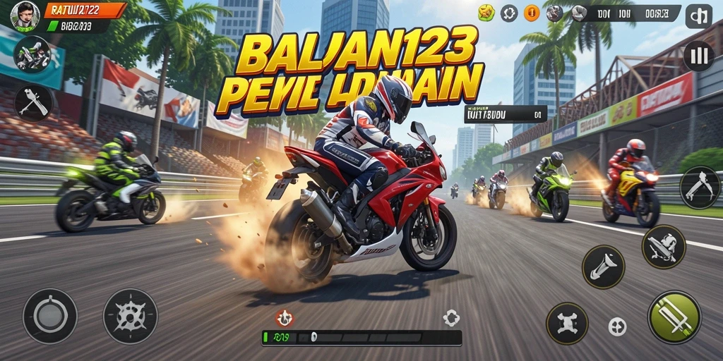 Tampilan gameplay mendebarkan di balapan motor RATU123.