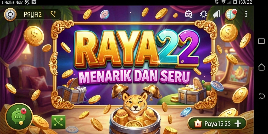 Screenshot gameplay RAYA22 menampilkan gulungan slot yang penuh warna.