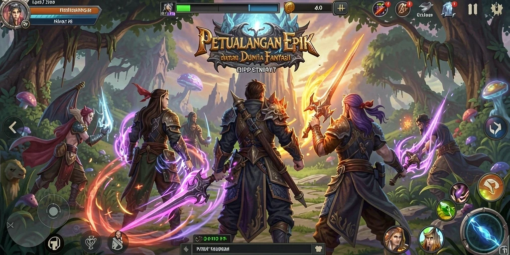 Tangkapan layar utama RP8 menunjukkan aksi gameplay RPG yang mendebarkan.