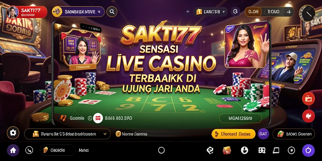 Screenshot permainan Live Casino SAKTI77 menampilkan dealer andalan dan pemain yang terlibat.